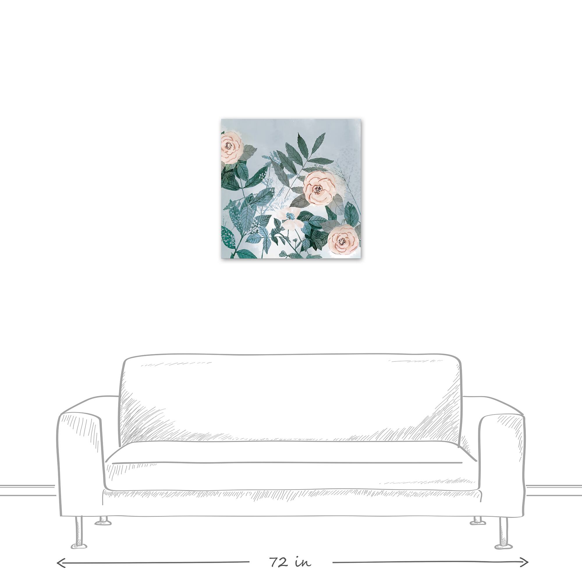Peach and Green Botanicals 24" x 24" Canvas Wall Art